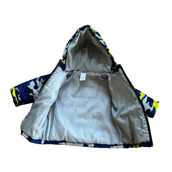 Gymboree Blue Camo Puffer Jacket Coat Hooded Full zip Baby Boy 6-12M - Picture 2 of 6